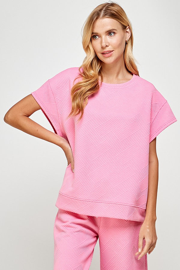 Ella Textured Top (Bubblegum)