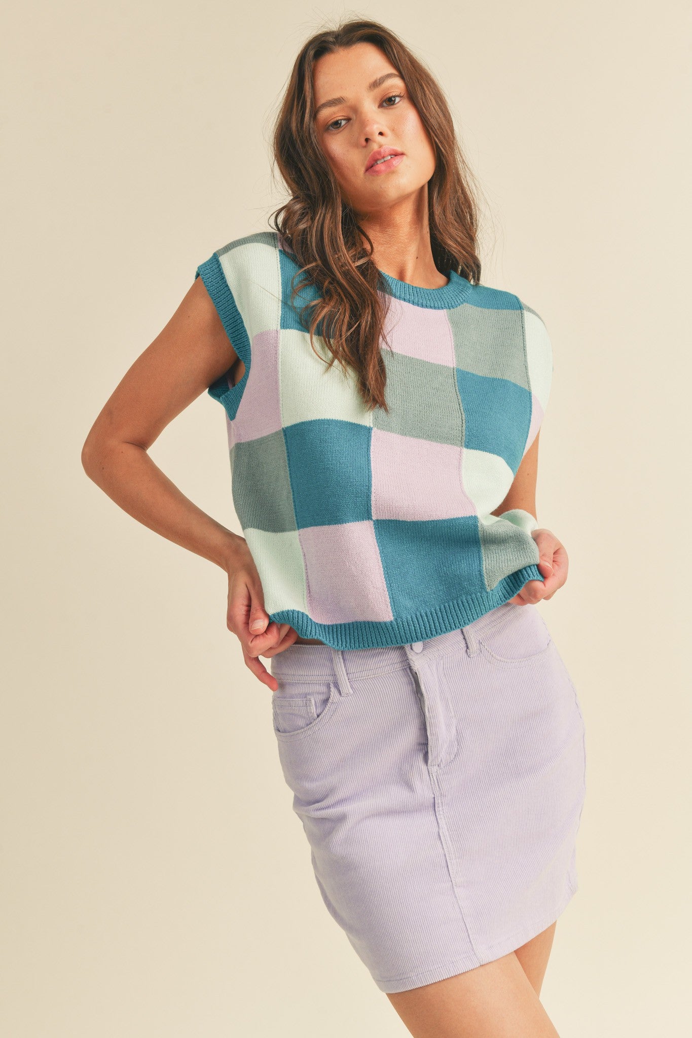 Erin Colorblock Top (Teal Multi)