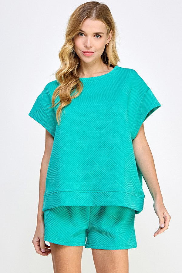 Ella Textured Top (Turquoise)
