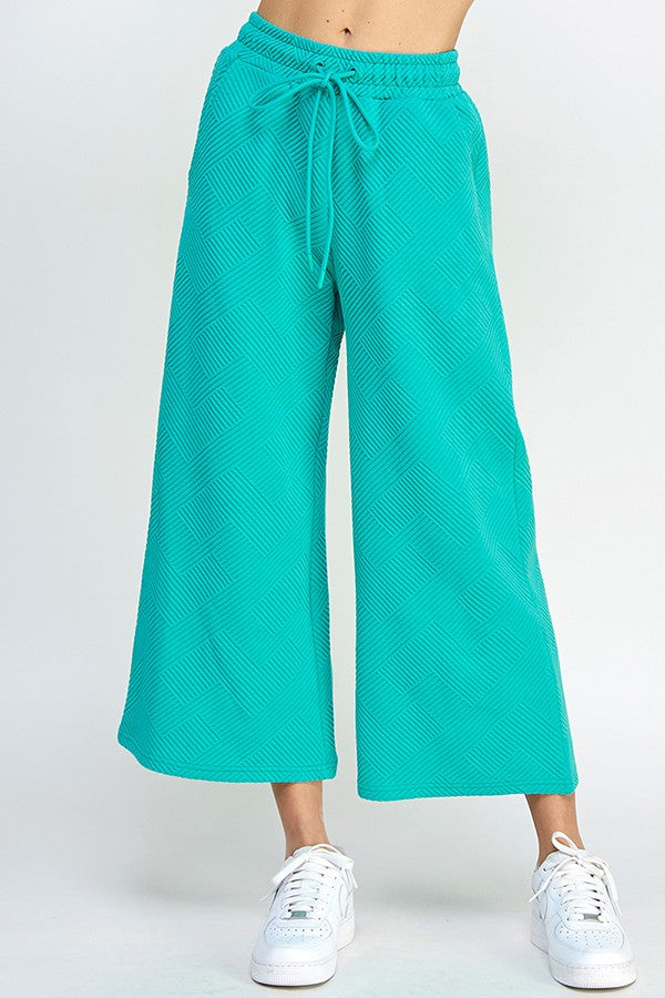 Ella Textured Pants (Turquoise)