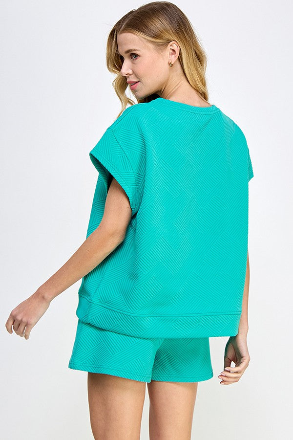 Ella Textured Top (Turquoise)