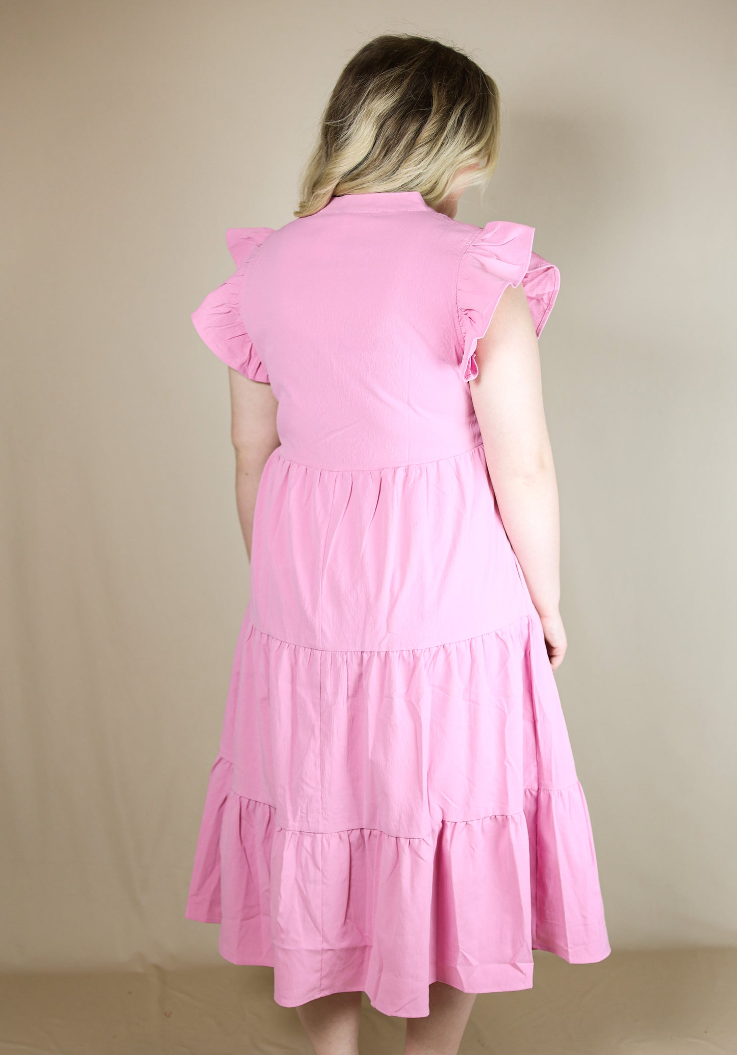 Savannah Tiered Midi Dress (Pink)