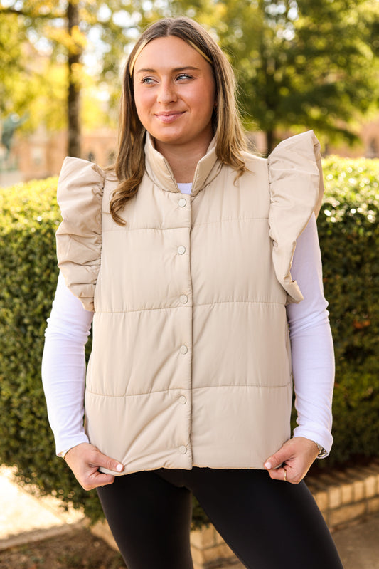 Neutral Flutter Sleeve Vest (Sand)