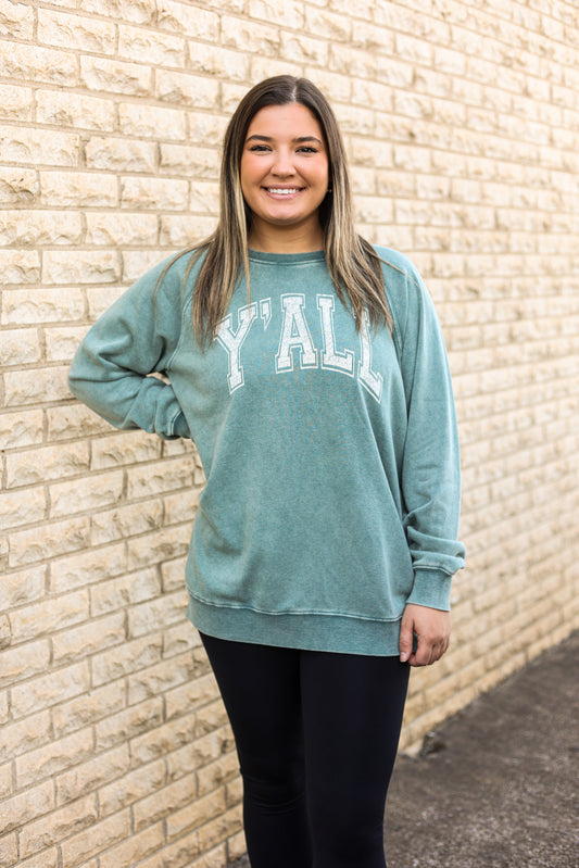 Vintage Y'all Sweatshirt (Hunter Green)