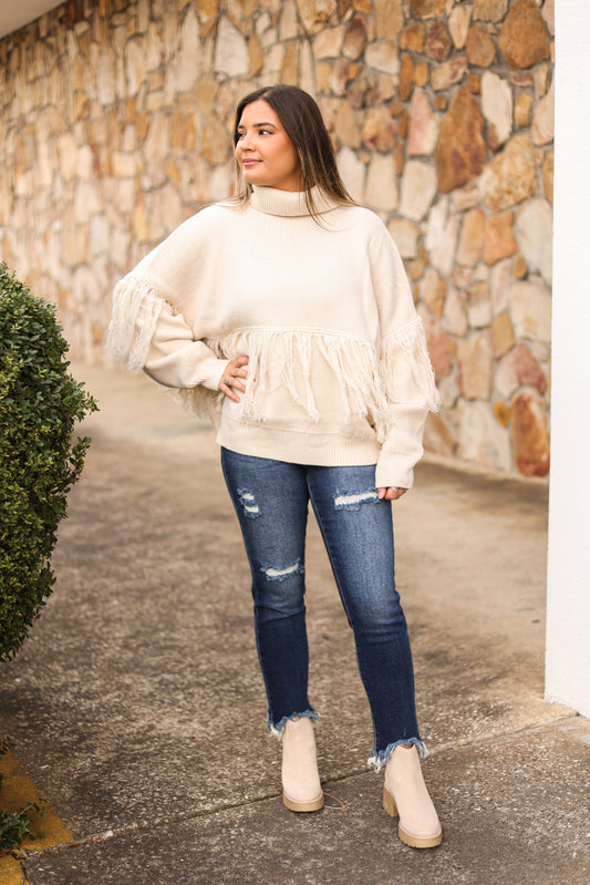 Fringe Turtle Neck Sweater