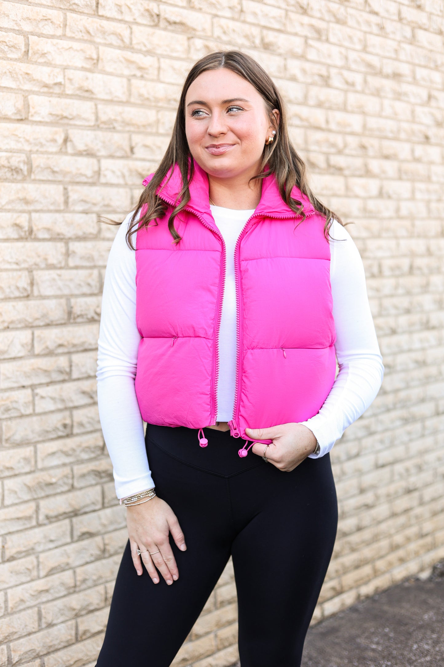 Hot Pink Cropped Puffer Vest