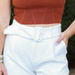 Morgan Belted Shorts (White)