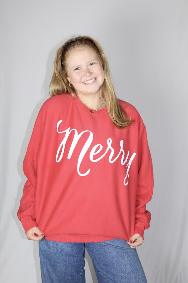 Juniors' Royce Apparel Merry Scripty Flannigan Fleece (Red)