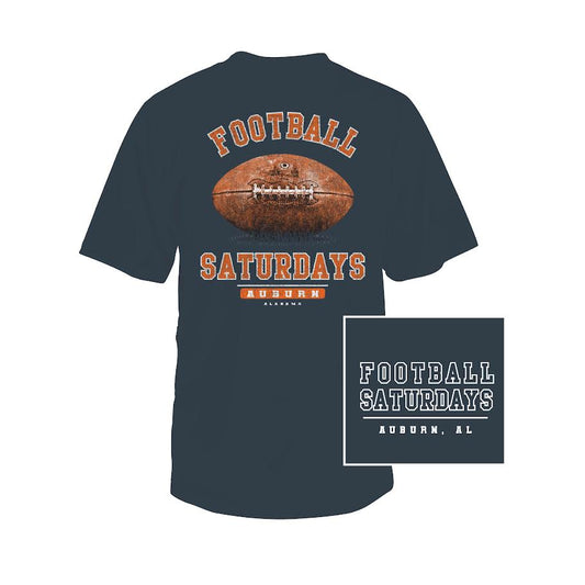 Southern Fried Cotton Auburn Football Saturdays SS (Heather Navy)