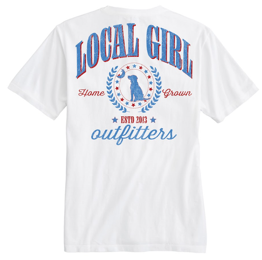 Juniors' Local Girl Vintage USA SS Tee (White)