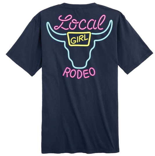 Juniors' Local Girl Neon Banquet SS Tee (China Blue)