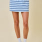 Juniors' Day + Moon Striped Lounge Mini Skort W/ Elastic Waistband And Patch