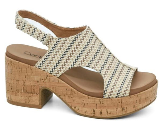 Corkys Miss Carley Wedge Sandal (Tan Multi)