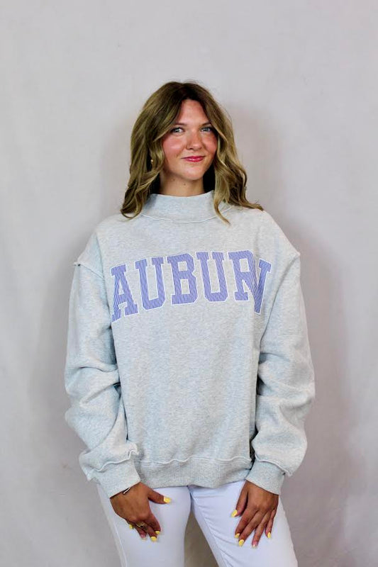Bucketlist AUBURN Striped Mock Neck Sweatshirt (Navy/White)