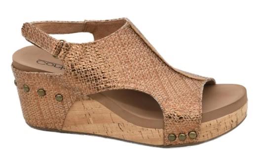 Corkys Carley Wedge Sandal (Bronze Raffia)