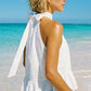 Juniors' Day + Moon Halter Neck Gathered Peplum Top W/ Back Tie Detail