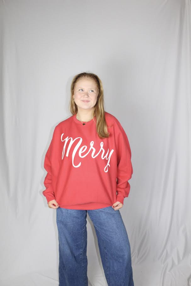 Juniors' Royce Apparel Merry Scripty Flannigan Fleece (Red)