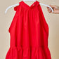Juniors' Day + Moon Halter Neck Gathered Peplum Top W/ Back Tie Detail