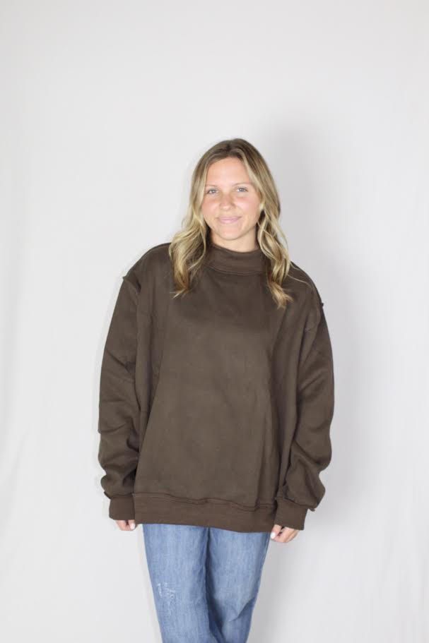 Juniors' Bucketlist Solid Mock Neck Sweatshirt