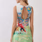 Pretty Follies Abstract Football Print Open Back Mini Dress