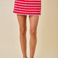 Juniors' Day + Moon Striped Lounge Mini Skort W/ Elastic Waistband And Patch