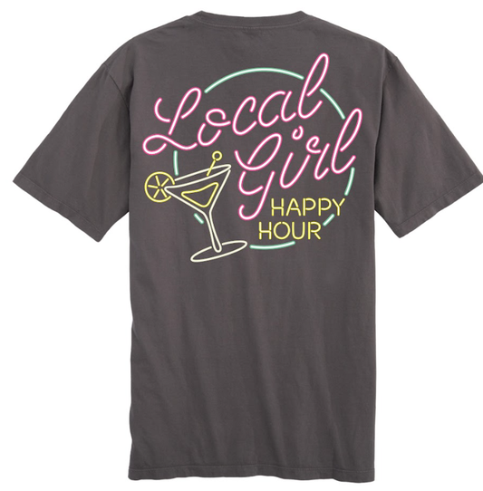 Juniors' Local Girl Happy Hour SS Tee (Gray)