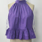 Juniors' Day + Moon Halter Neck Gathered Peplum Top W/ Back Tie Detail