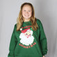 Juniors' Royce Apparel Glitter Santa L/S (Green)