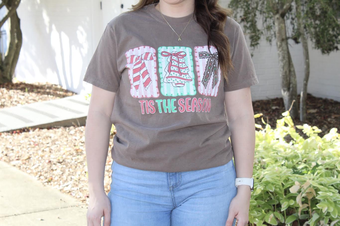 Juniors Southern Fried Cotton Tis The Season Tee (Espresso)