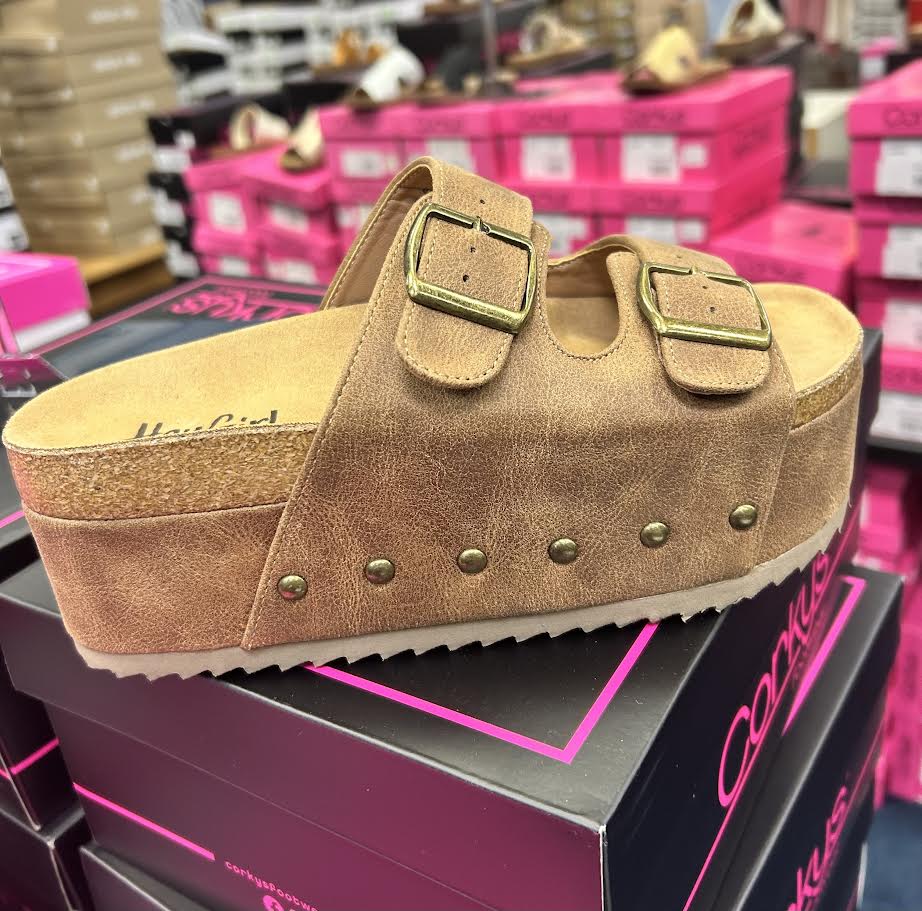 Corkys Wannabe Platform Sandal (Washed Cognac)