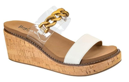Corkys Nightcap Wedge Sandal (Clear White)