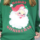 Juniors' Royce Apparel Glitter Santa L/S (Green)