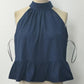 Juniors' Day + Moon Halter Neck Gathered Peplum Top W/ Back Tie Detail