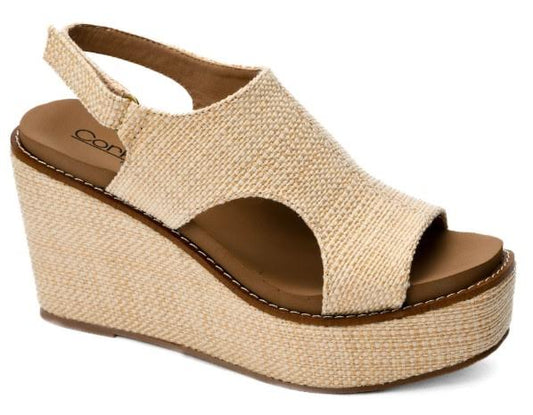 Corkys Freddie Wedge Sandal (Raffia)