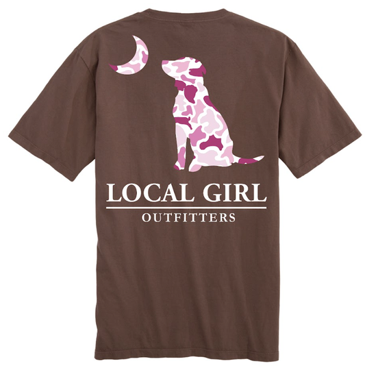 Juniors' Local Girl Pink LCF Dog & Moon SS Tee (Espresso)