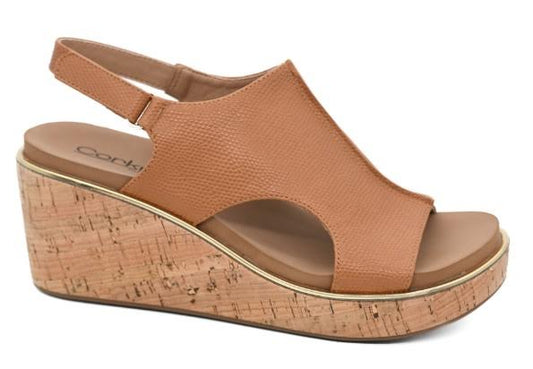 Corkys Carley Wedge Sandal (Camel Lizard 2)