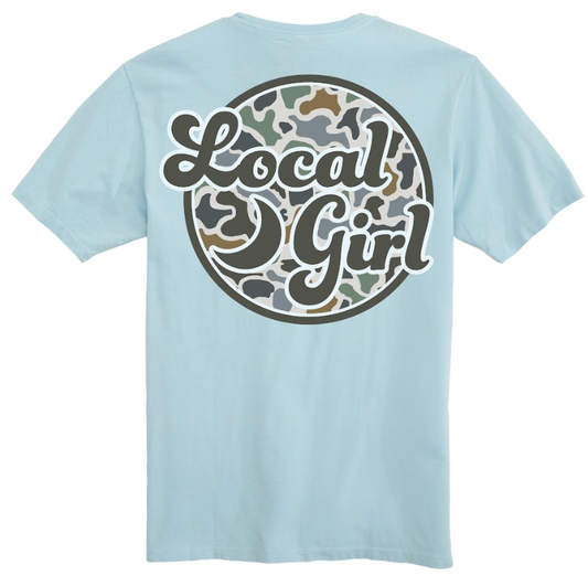 Juniors' Local Girl Camo Patch LCF Bluff SS Tee (Chambray)