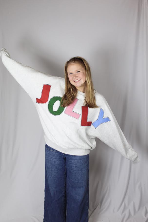 Juniors' Royce Apparel Jolly Flannigan Crewneck Sweatshirt (Ash Grey)