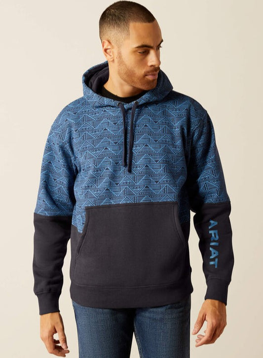 Men's Color Block Hoodie (Blue)