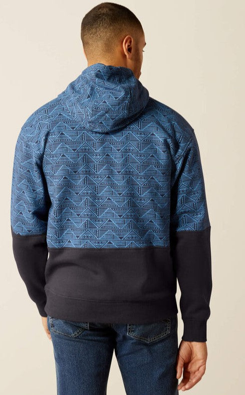 Men's Color Block Hoodie (Blue)