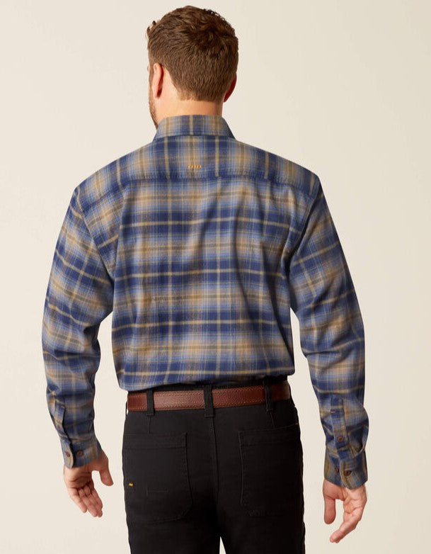 Men's Rebar Flannel DuraStretch Work Shirt (Navy/Khaki)