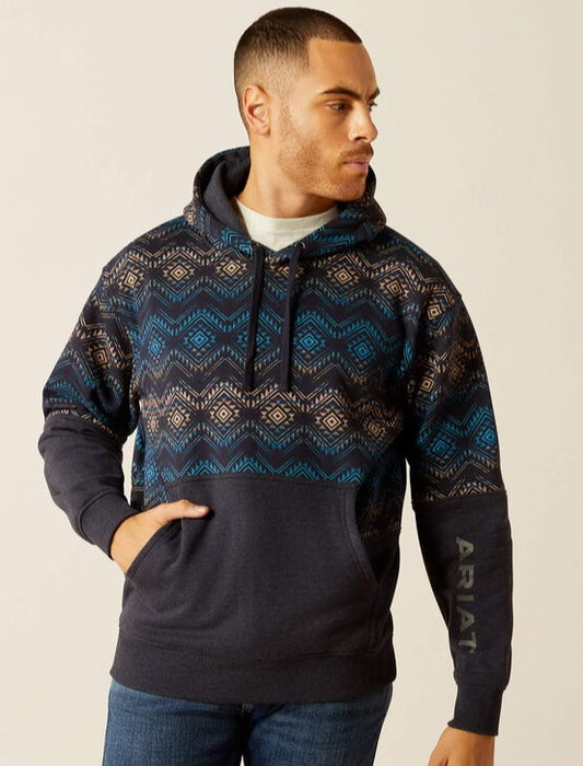 Men's Color Block Hoodie (Navy)