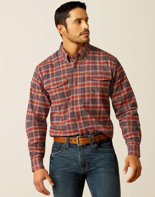 Men's Rebar Flannel DuraStretch Work Shirt (Burnt Henna)