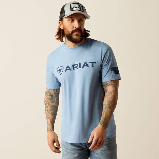 Men's Ariat Shield Flag T-Shirt (Light Blue Heather)