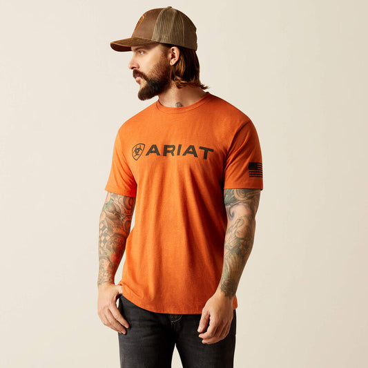Men's Ariat Shield Flag T-Shirt (Adobe Heather)