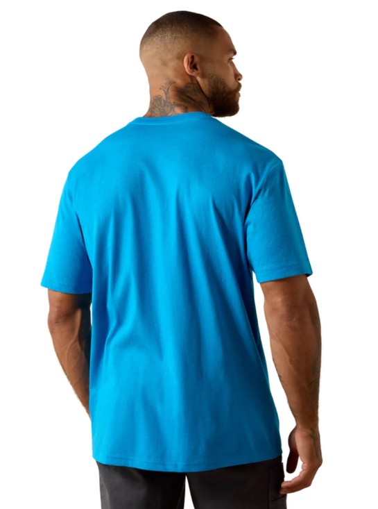 Men's Ariat Rebar Cotton Strong Standard Pocket T-Shirt (Methyl Blue Heather)
