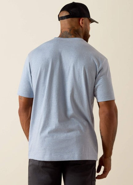 Men's Ariat Rebar Cotton Strong Standard Pocket T-Shirt (Washed Rain Heather)