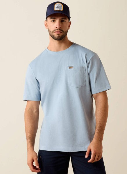 Men's Ariat Rebar Cotton Strong Skull T-Shirt (Dusty Blue)