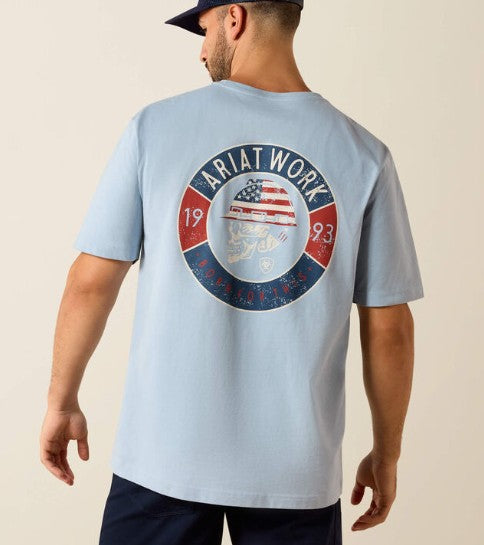 Men's Ariat Rebar Cotton Strong Skull T-Shirt (Dusty Blue)