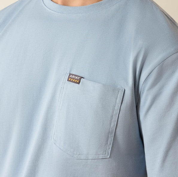 Men's Ariat Rebar Cotton Strong Skull T-Shirt (Dusty Blue)